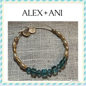 Alex and Ani Gold and Teal Bracelet